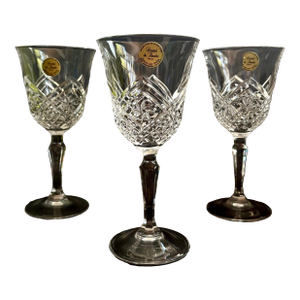 1970s Cristal De Flandres French Lead Crystal Goblets – Saltzburg Pattern - Set of 3