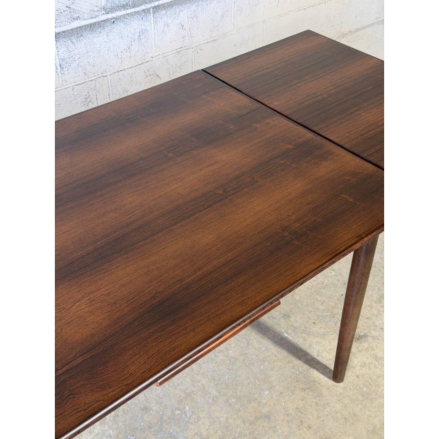 Danish Rosewood Dining Table With Expandable Pull Out Draw Leaves Denmark N&r Møbler 1960s For Sale - Image 13 of 14