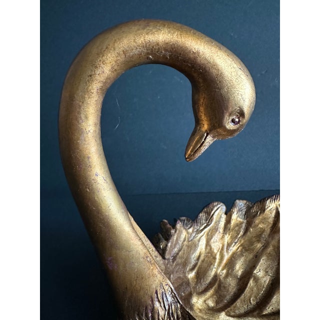 Vintage Late 20th Century Gold Swan Decorative Dish For Sale In Orlando - Image 6 of 11