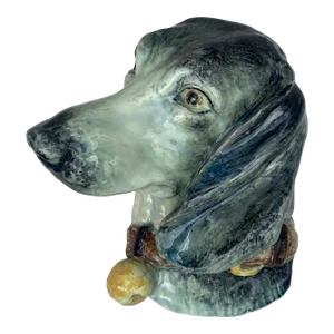 Large Majolica Wall Pocket Dog Delphin Massier, Circa 1890