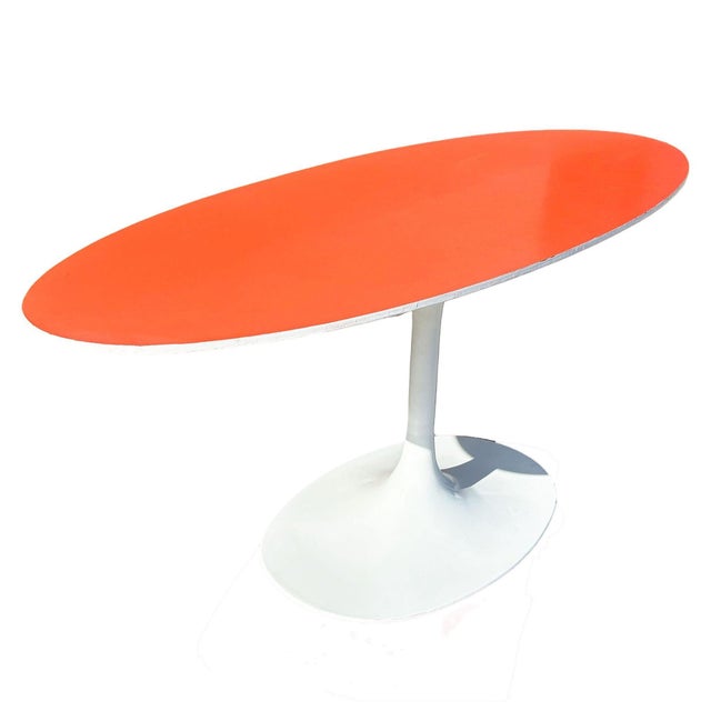 Mid-Century Modern Mid-Century Tulip Dining Table Attributed to Eero Saarinen for Knoll W/ Orange Laminate Top For Sale - Image 3 of 6