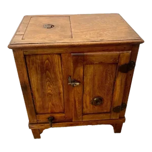 Italian Antique Ice Box Two Storage Cabinets Four Racks Top Access Walnut