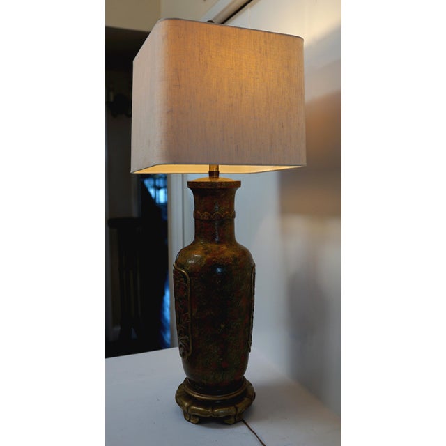 Mid-Century Modern 1960s Marbro Ceramic Flower Motif Monumental Lamp For Sale - Image 3 of 5