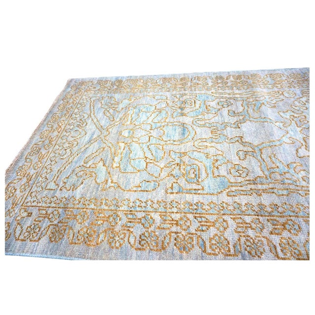Textile Afghan Sultanabad Master Wool 3x12 Light Slate & Gold Handmade Runner Rug #1143677 For Sale - Image 7 of 11