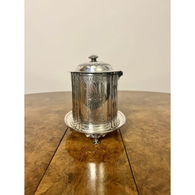 Antique Victorian Silver-Plated Biscuit Barrel, 1880 For Sale - Image 6 of 8