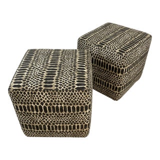 Cube Ottomans, a Pair For Sale