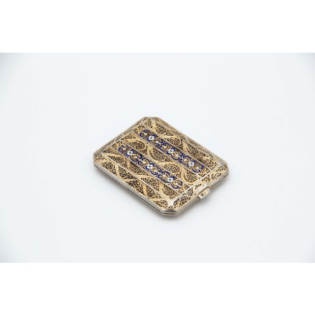 Filigree Mesh Gilded Silver Cigarette Case For Sale - Image 4 of 5
