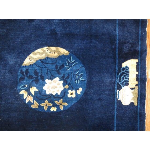 1920s Zabihi Collection Navy Blue Ivory Traditional Chinese Peking Rug For Sale In New York - Image 6 of 18