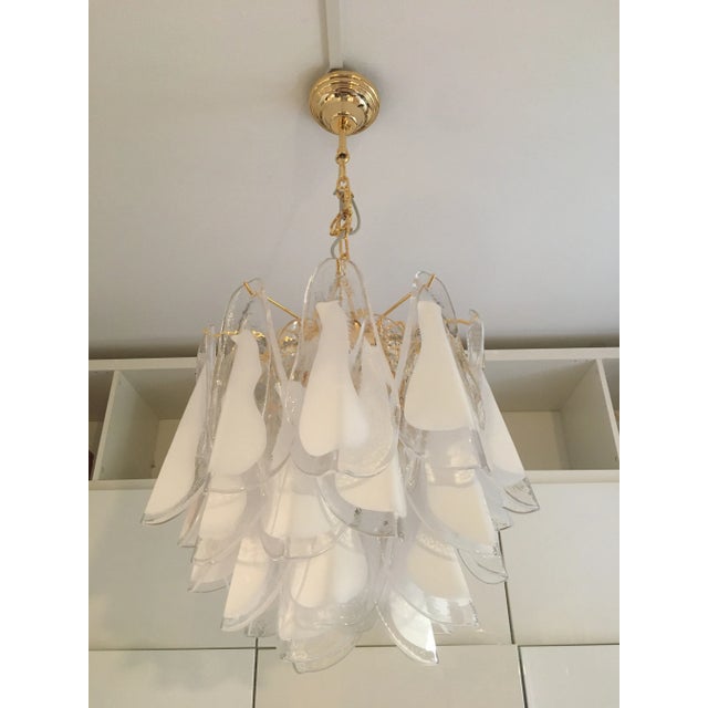 Italian White Murano Glass Sputnik Metal Frame Chandelier For Sale - Image 13 of 13