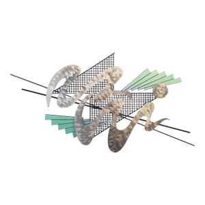 1980s Post Modern Metal Wall Sculpture Attributed to Curtis Jeré