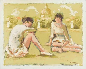 Franco Marzilli, Ballerinas, Oil Painting, 1970s