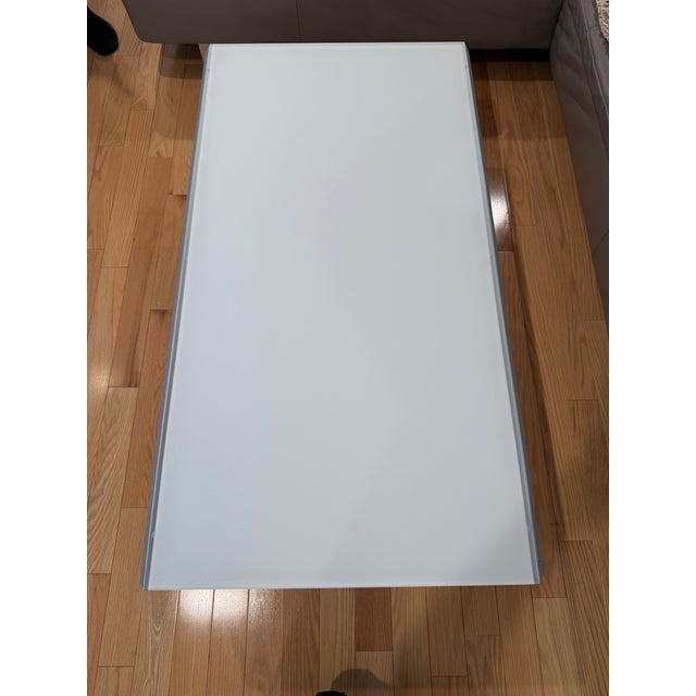 Italian Bontempi (Bontempi Casa) velvet matte anti-scratch glass and aluminum base coffee table. New, special order from...