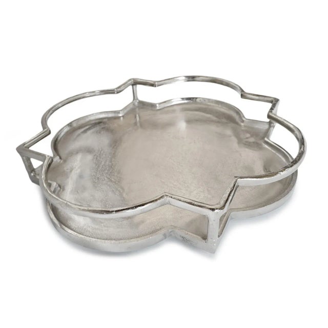 Indian Polished Nickel Serving Tray For Sale - Image 3 of 4