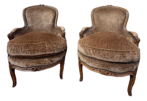 Louis XV Style Bergère Armchairs, Set of 2