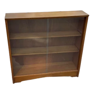 Mid Century Danish Modern Display Cabinet With Sliding Glass Doors