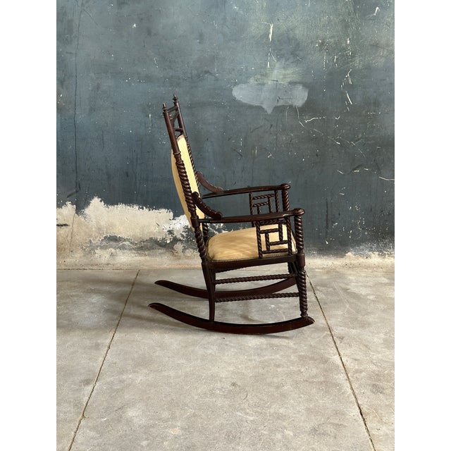 Burnt Umber Mid 19th Century Victorian Barley Twist Rocking Chair For Sale - Image 8 of 9