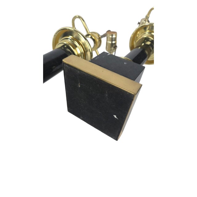1980s Brass & Black Marble Neoclassical Column Table Lamps, a Pair For Sale - Image 13 of 14