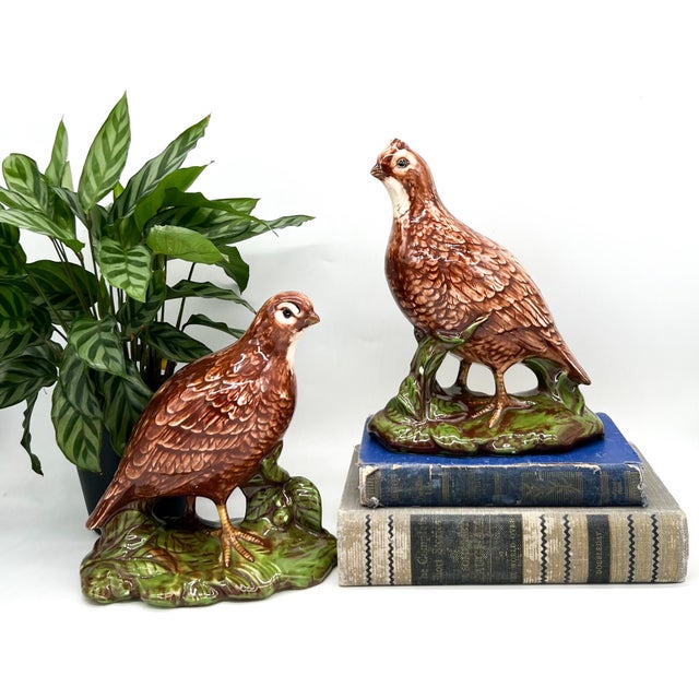 Bring a touch of woodland charm to your décor with this beautiful vintage pair of ceramic quail figurines, crafted using...