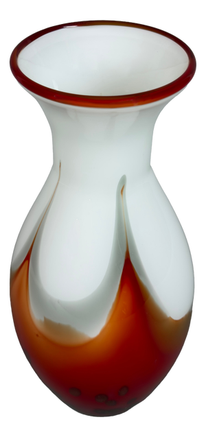 Murano Glass Vase in White and Red, 1970s