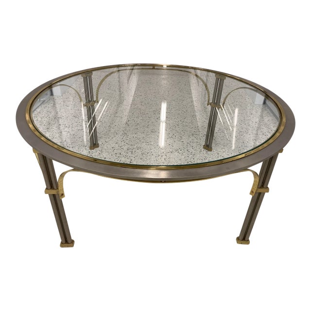 Mid 20th Century Maison Jansen Style Chrome and Brass Round