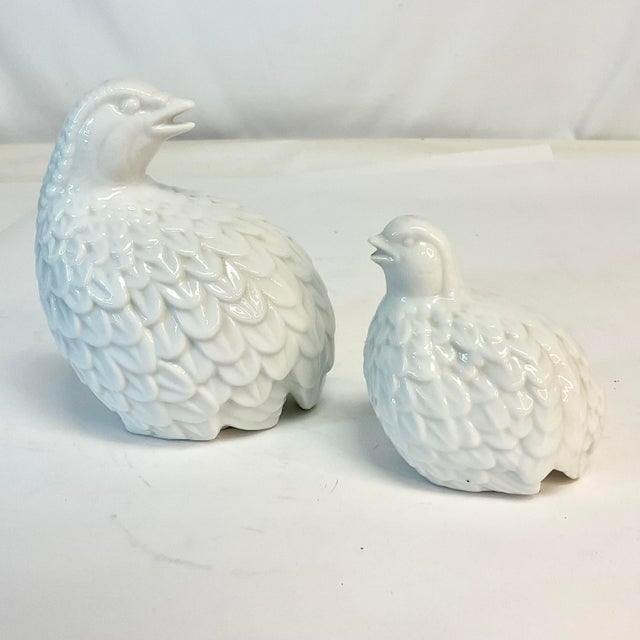 This is a lovely little pair of ceramic Partridges. Crafted in an all-white Le Blanc, the pair is a mother and baby. These...