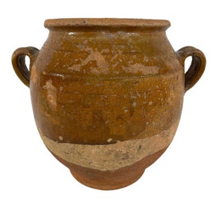 Antique 19th Century French Glazed Earthenware Confit Pot Jar For Sale