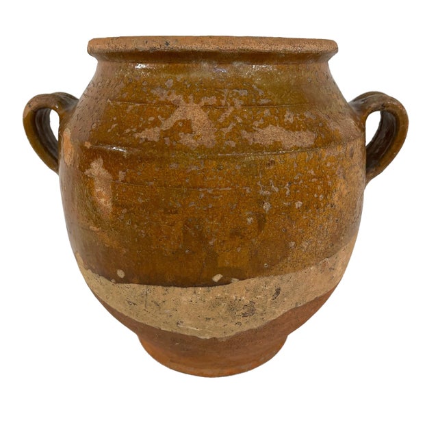 Antique 19th Century French Glazed Earthenware Confit Pot Jar For Sale