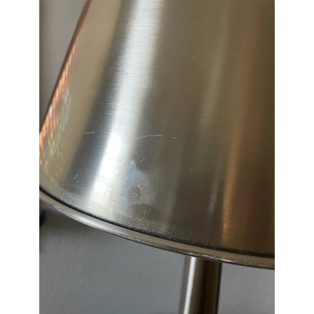 Vintage Brushed Steel & Brass Banker’s Lamp – Industrial Modern Desk Light For Sale - Image 9 of 12