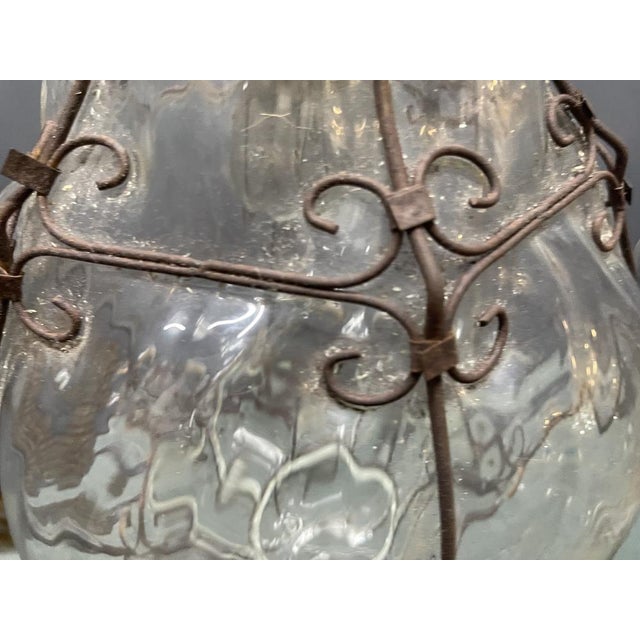 Wrought Iron Murano Glass Light Pendant, 1960s For Sale - Image 4 of 9