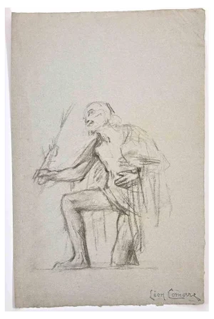 Léon-François Comerre, Figure of Man, Original Drawing, Late 19th-Century