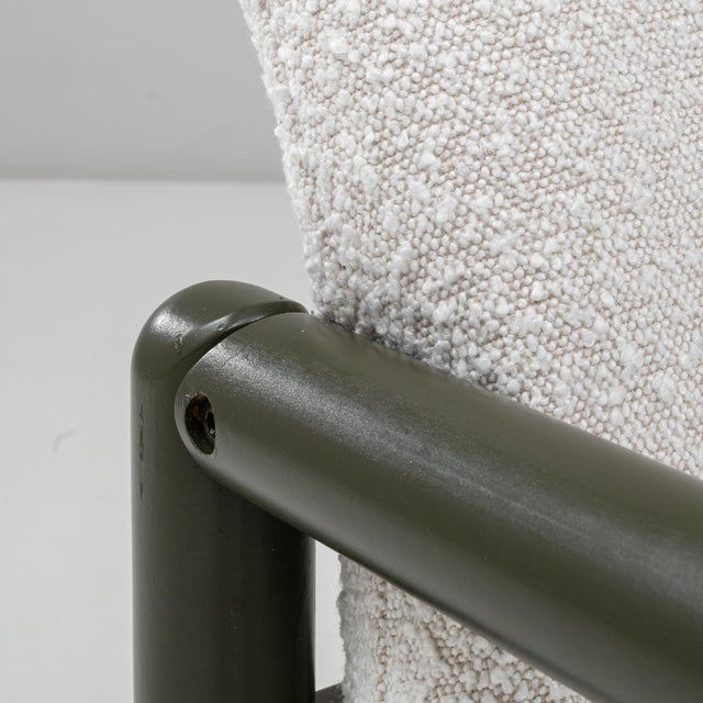 This pair of 20th Century Czech lounge chairs features a distinctive modernist silhouette defined by their bold green...