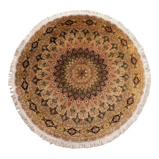 Rare Vintage Round Northwest Persian Tabriz Rug With Silk Highlights. 6'6"x 6'6" For Sale