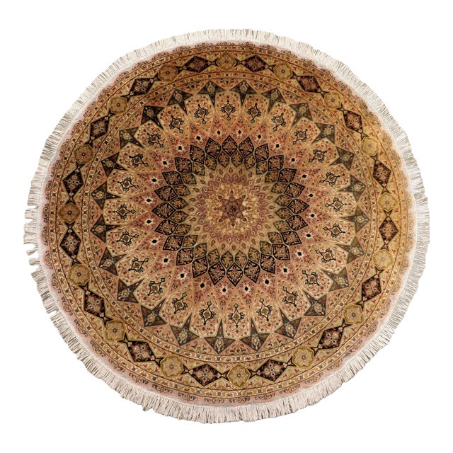 Rare Vintage Round Northwest Persian Tabriz Rug With Silk Highlights. 6'6"x 6'6" For Sale