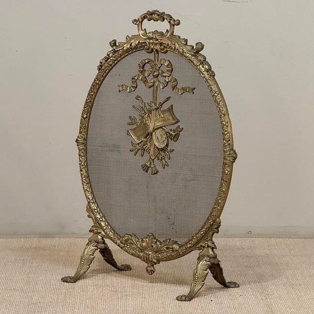 19th Century French Louis XVI Bronze Oval Firescreen For Sale - Image 4 of 18