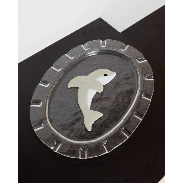 Mid-Century Oval Murano Glass Serving Platter Dolphin, Italy, 1980s For Sale - Image 6 of 12