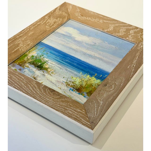 Coastal Serene Ocean Beach Pathway Scene Oil Painting by H. Cole (Framed) For Sale - Image 3 of 5