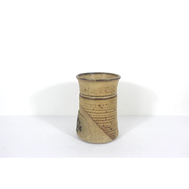Vintage Studio Pottery “Spoons” Holder Kitchen Stoneware Container For Sale - Image 6 of 7