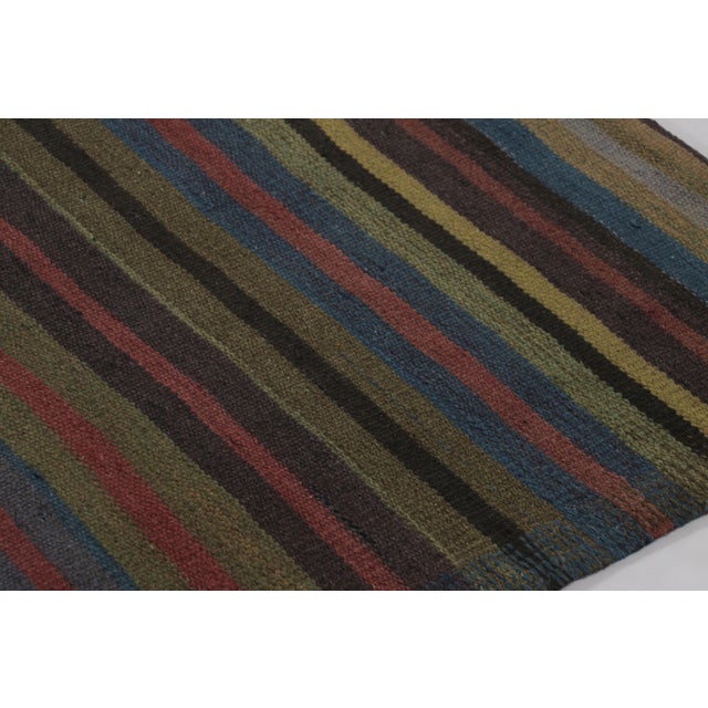 Tribal Vintage Persian Kilim, Playful Stripes Over Forest Green Tones - Rug & Kilim For Sale - Image 3 of 8