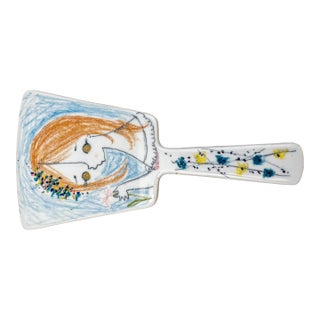 Milvia Quadrifoglio Italy Vintage Hand Painted Pottery Hand Mirror For Sale