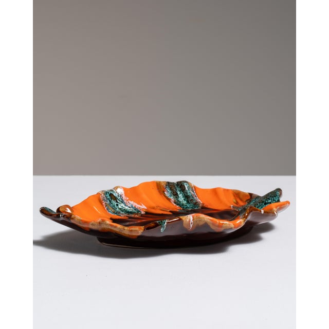 French 1960s France Burnt Orange Ceramic Platter For Sale - Image 3 of 15