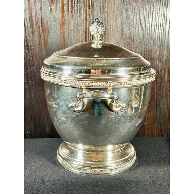 Metal Vintage Silver-Plated Ice Bucket With Glass Liner For Sale - Image 7 of 9