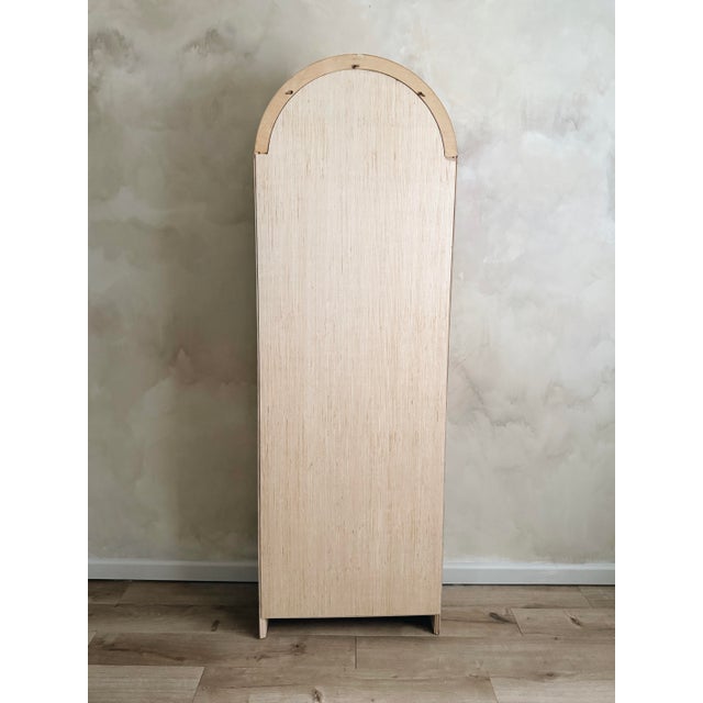 1970s Arched Cabinet- Organic Soft Neutral Finish With Brass Details For Sale - Image 9 of 11