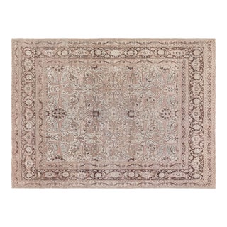 Authentic Persian Tabriz Brown Handmade Wool Rug For Sale