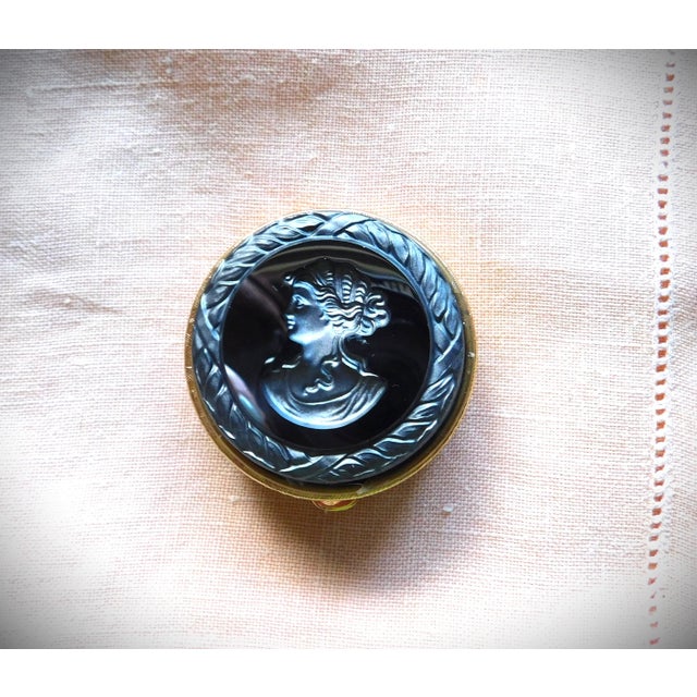 Vintage Pewter & Gold Cameo Woman Profile Trinket, Ring Box For Sale - Image 11 of 11