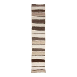 Brown & Cream Striped Vintage Kilim Runner For Sale