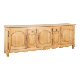 20th Century Long Bleached Oak Sideboard Buffet From Belgium For Sale