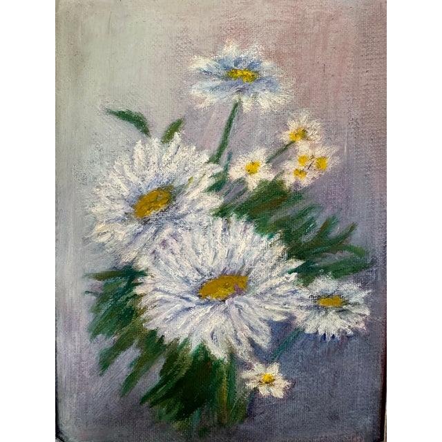 Mid-Century Modern Mid 20th Century Vintage Oil Painting, Daisies For Sale - Image 3 of 8