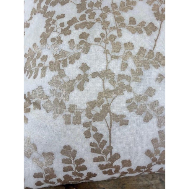 Early 21st Century Pair of Custom White Pillows W/ Fern Botanical Design For Sale - Image 5 of 11