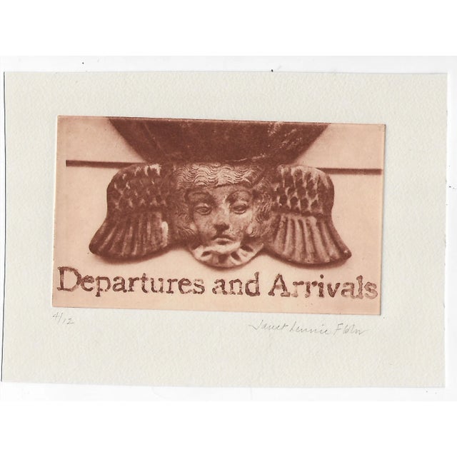 Etching by San Antonio artist Janet Lennie Floor (born Brazil 1939) "Departures and Arrivals" pencil signed, titled and...