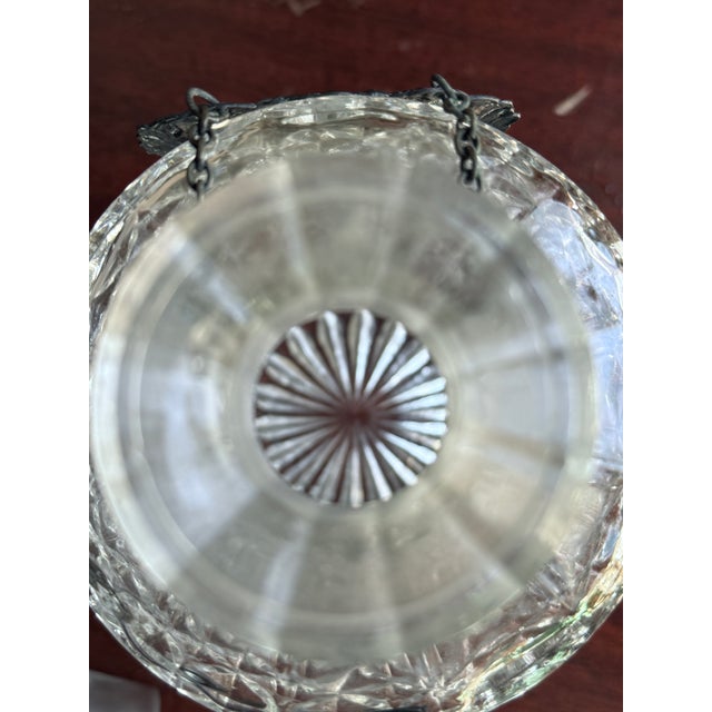 Mid 20th Century Mid Century Modern Diamond Cut Crystal Decanter With Silver Tag Stopper For Sale - Image 10 of 11